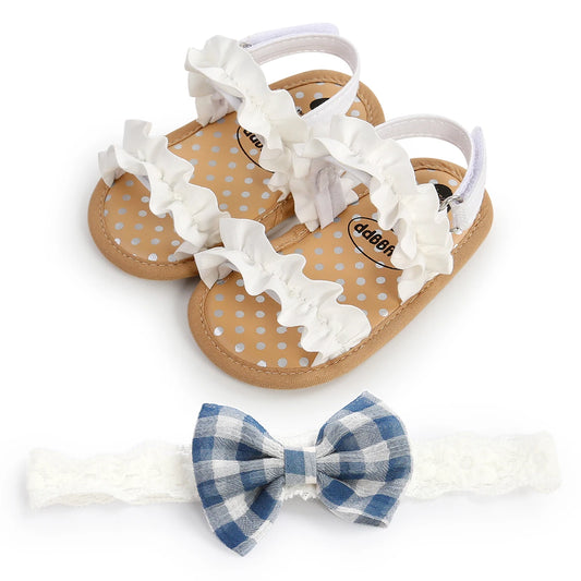 Fashion Newborn Infant Baby Girls Sandals Cute Summer Soft Sole Flat Princess Shoes Infant Non-Slip First Walkers