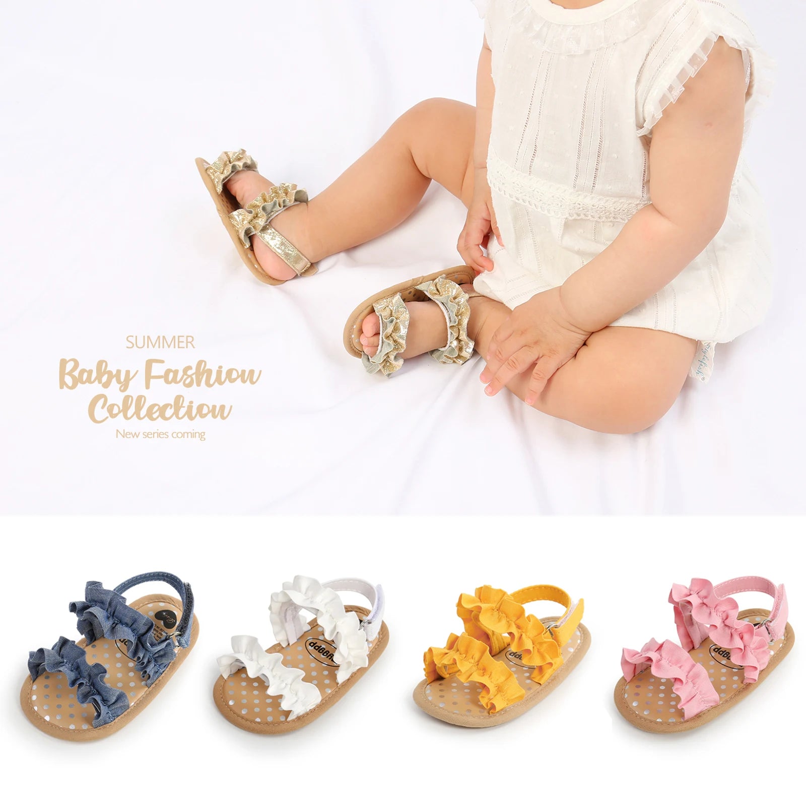 Fashion Newborn Infant Baby Girls Sandals Cute Summer Soft Sole Flat Princess Shoes Infant Non-Slip First Walkers