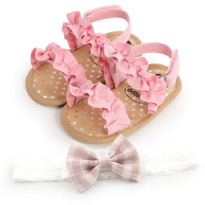 Fashion Newborn Infant Baby Girls Sandals Cute Summer Soft Sole Flat Princess Shoes Infant Non-Slip First Walkers